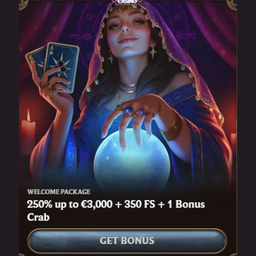 Astromania Welcome Bonus banner showing 250% up to $3,000 + 350 Free Spins